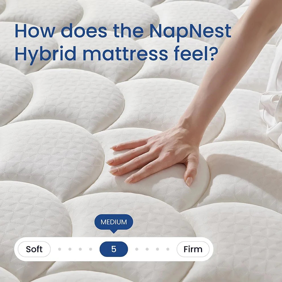 Napnest Full Size Mattress 10 Inch, Hybrid Mattresses Full in a Box, Medium Firm Feel Memory Foam and Individual Pocket Springs Fiberglass Free Bed Mattress