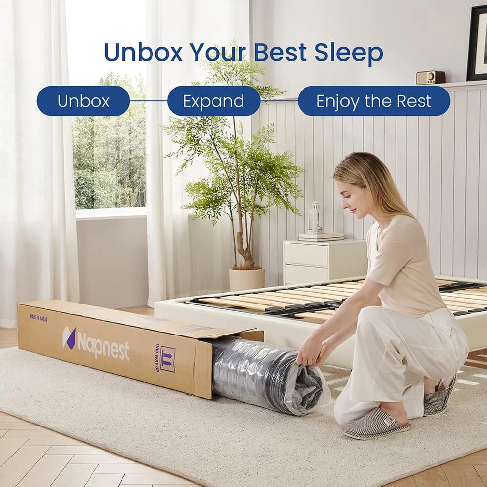 Napnest Full Size Mattress 10 Inch, Hybrid Mattresses Full in a Box, Medium Firm Feel Memory Foam and Individual Pocket Springs Fiberglass Free Bed Mattress