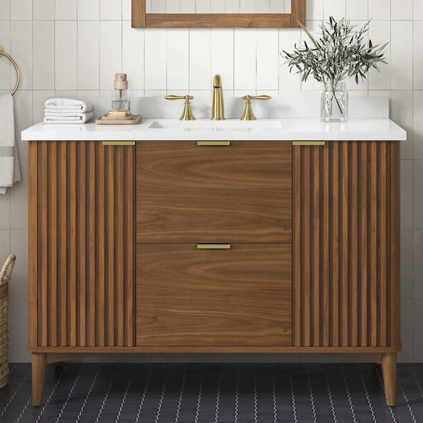 OVE Decors Gabi 48 in. Single Sink Freestanding Warm Walnut Bath Vanity