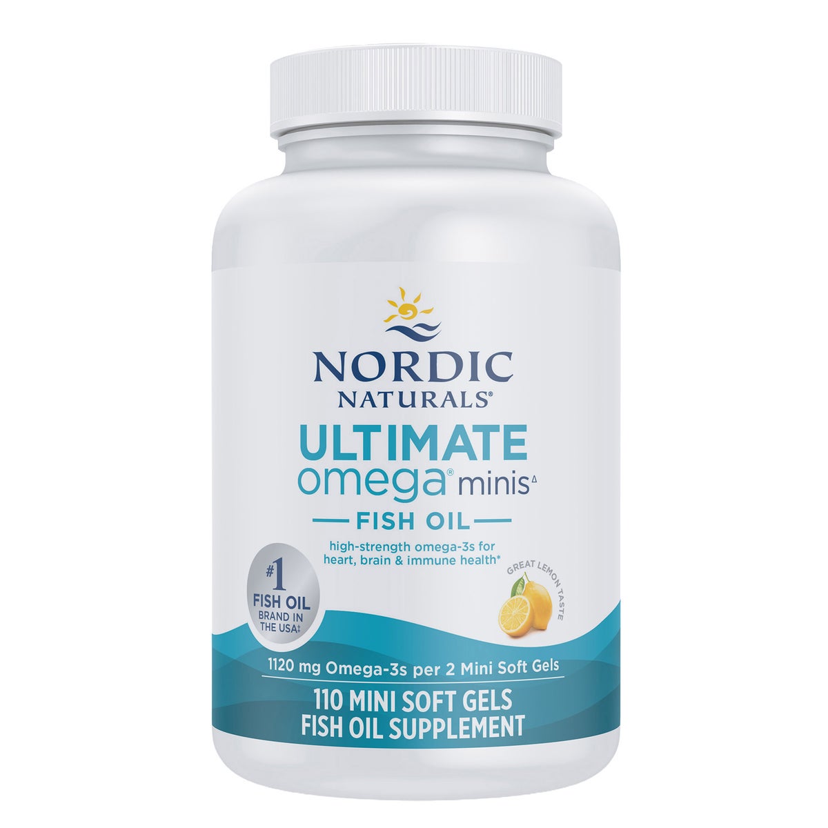 Nordic Naturals Ultimate Omega Fish Oil, 110 Mini Softgels, Lemon Flavor