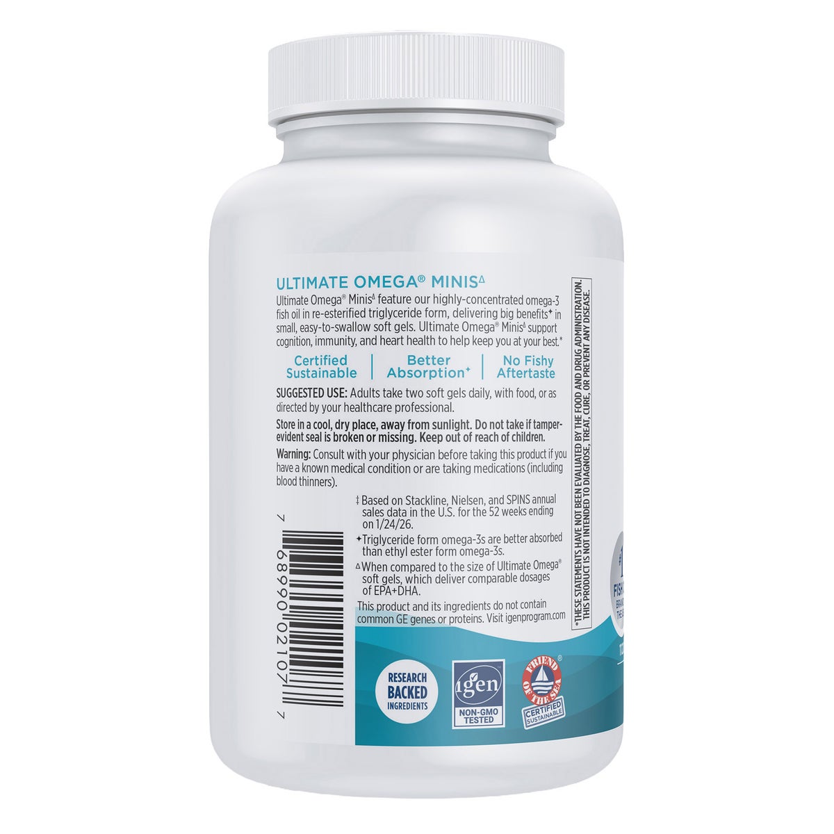 Nordic Naturals Ultimate Omega Fish Oil, 110 Mini Softgels, Lemon Flavor
