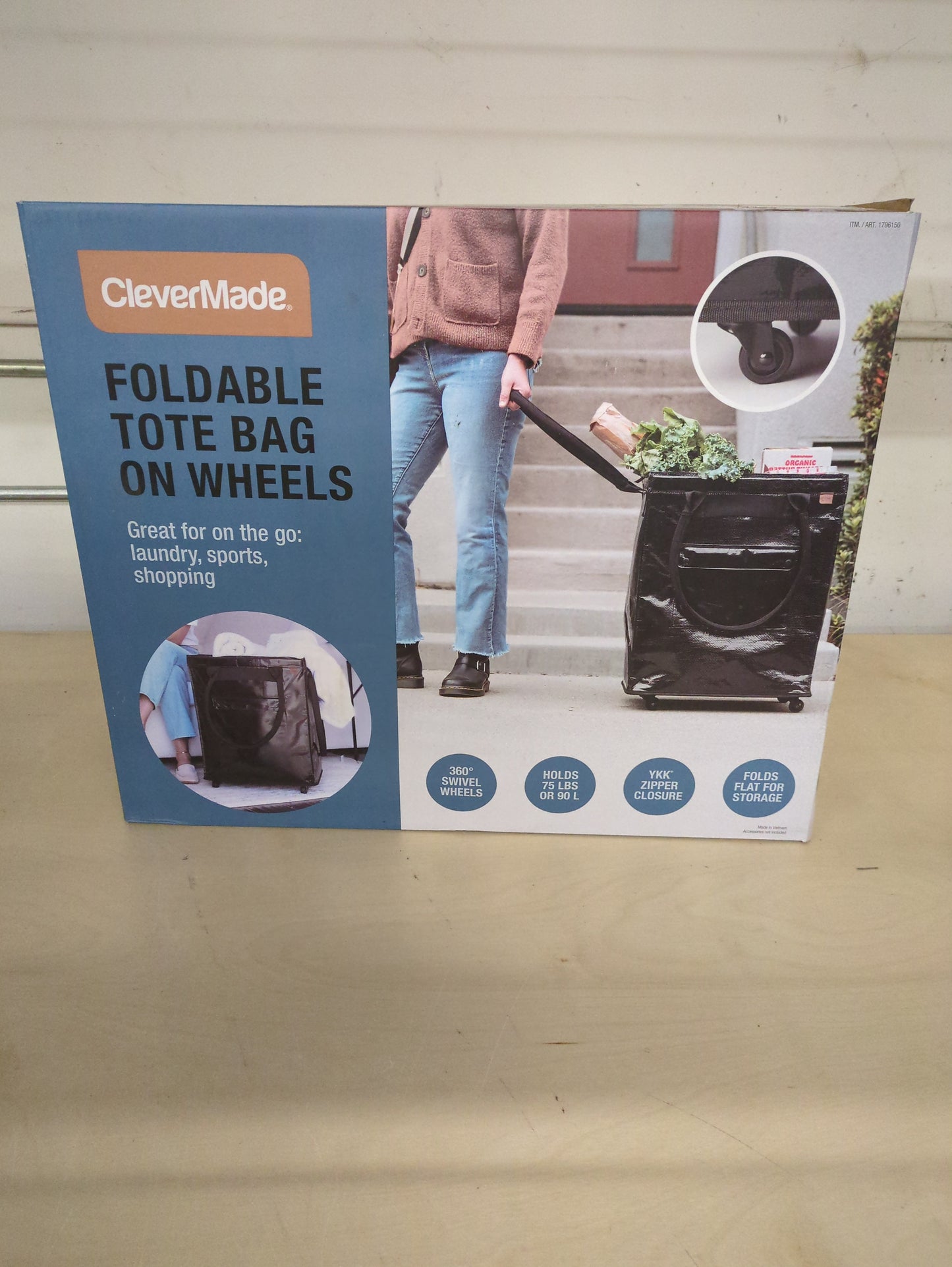 CleverMade Foldable Tote Bag on Wheels