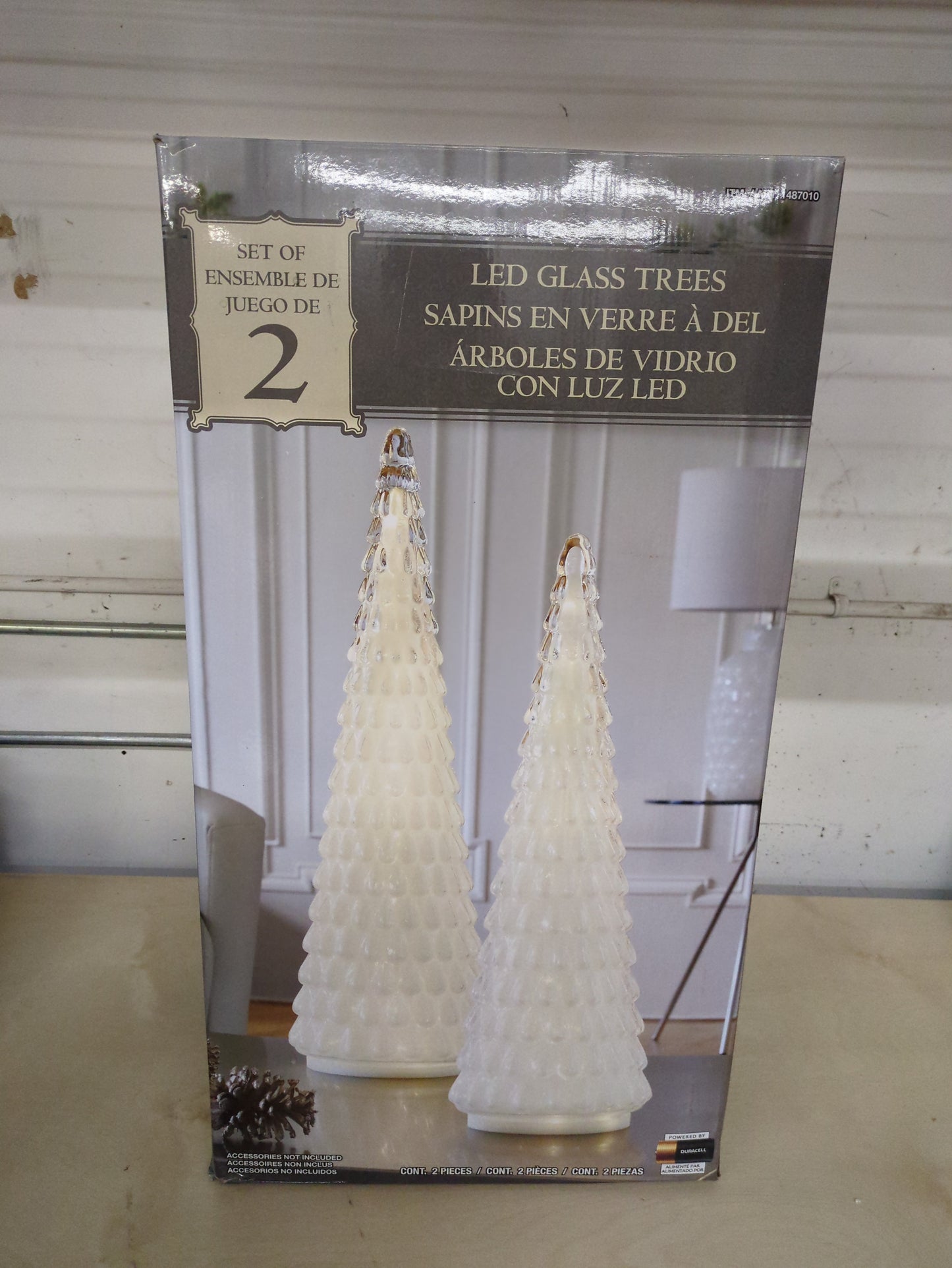 LED Glass Holiday Trees, Set of 2 - Retail $40