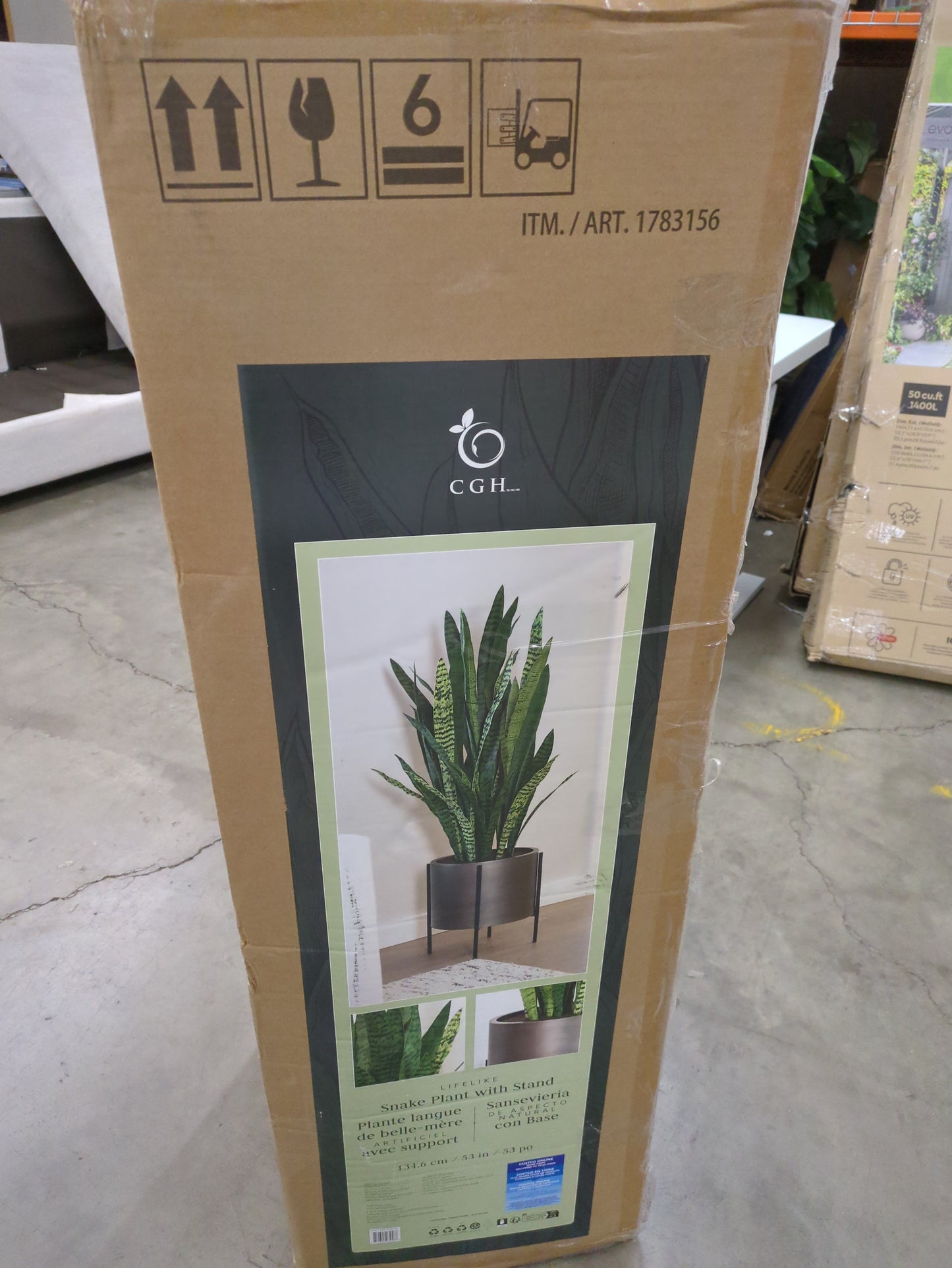53” Faux Snake Plant with Stand - Retail $179