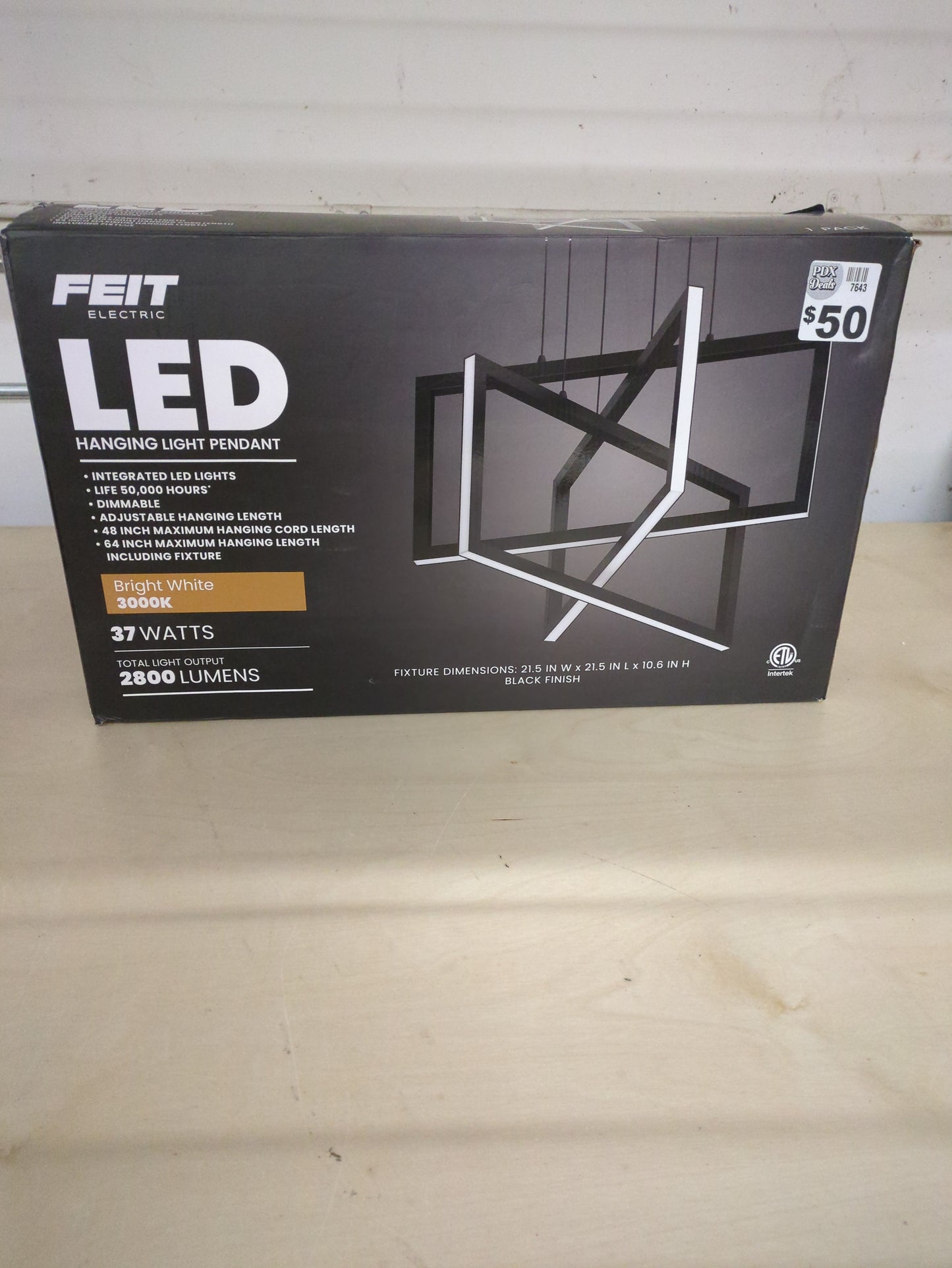 Feit 3-Rectangle Chandelier - Retail $100