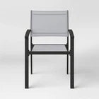 2pc Ryegate Weathered Teak Sling Outdoor Patio Dining Chairs Arm Chairs Gray