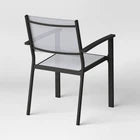 2pc Ryegate Weathered Teak Sling Outdoor Patio Dining Chairs Arm Chairs Gray