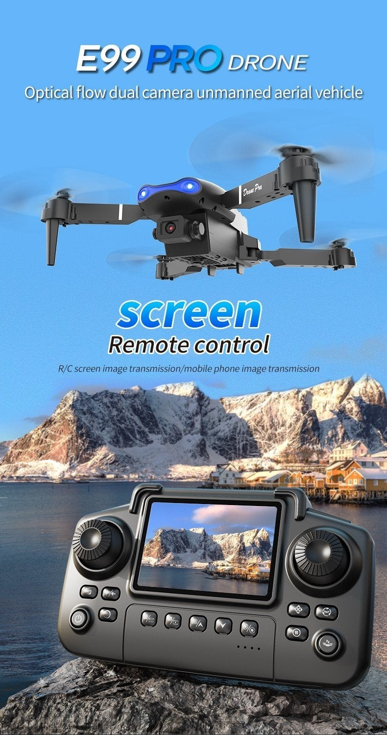 E99 Drone, Remote Control with Screen, Camera, Obstacle Avoidance, Foldable Arms