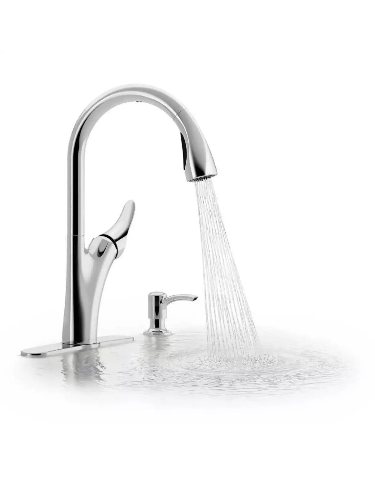 NEW - Kohler Transitional Pulldown Kitchen Faucet W/Soap Dispenser - Retail $31