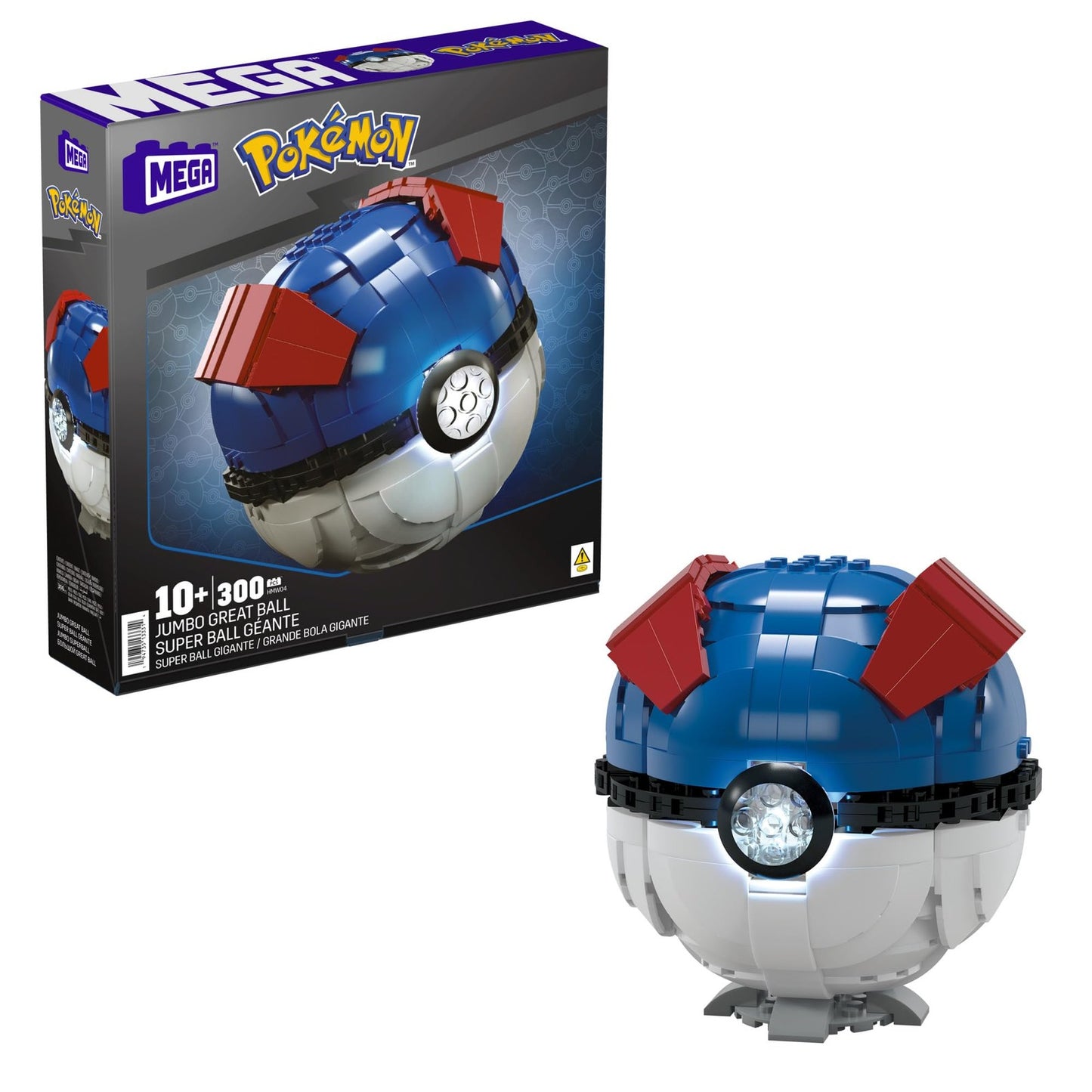 MEGA Pokémon Building Toys for Adults, Buildable Jumbo Great Ball with 299 Piece