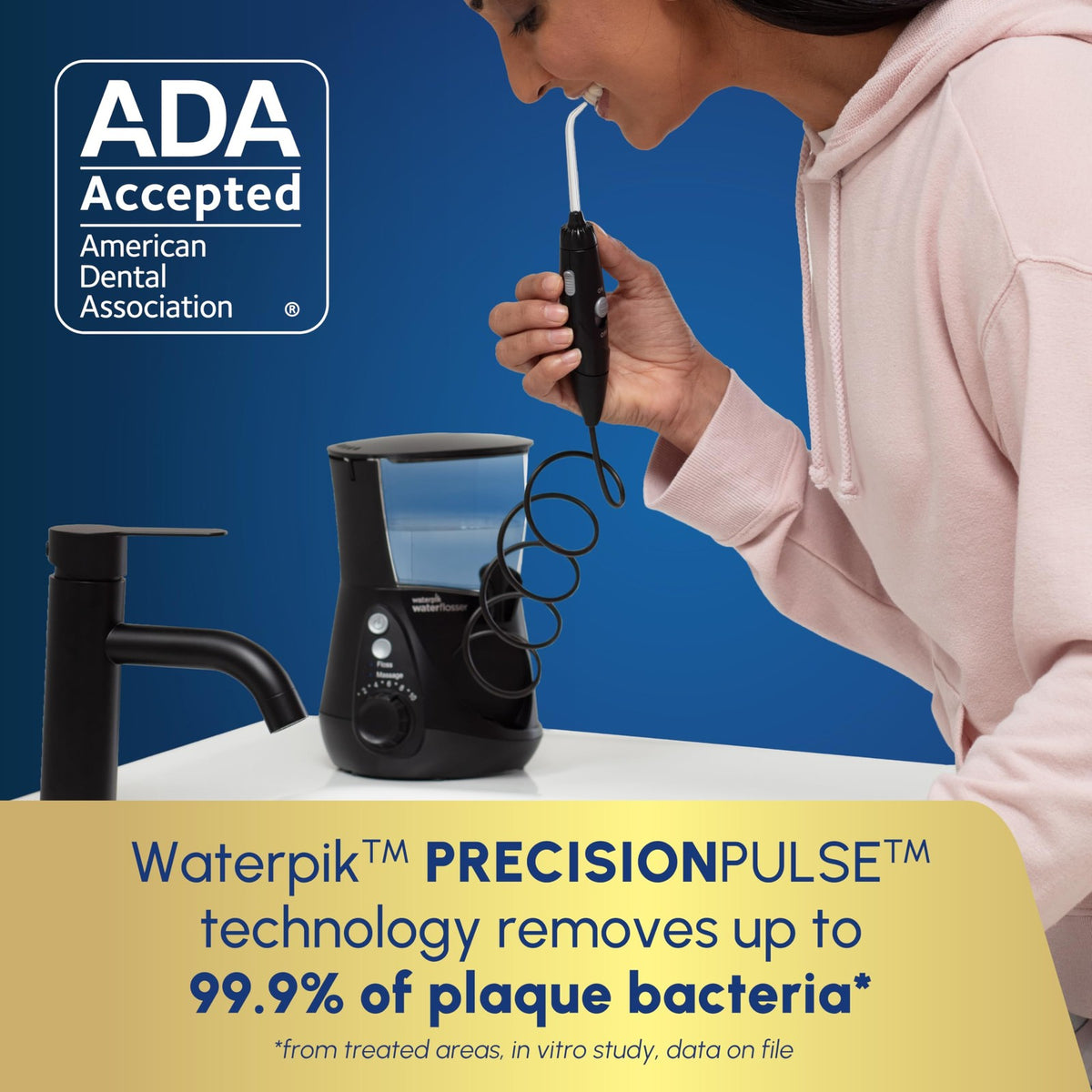 Waterpik Aquarius Countertop Water Flosser WP-662 Black 10 Settings 7 Tips