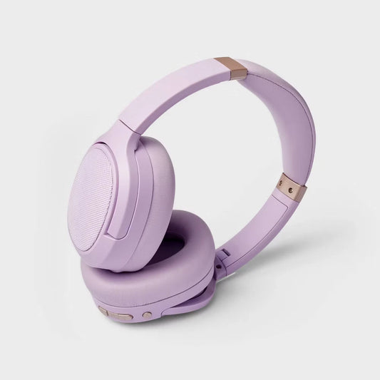 Active Noise Cancelling Bluetooth Wireless Over-Ear Headphones - heyday Pastel Lavender: Hybrid Wired/Wireless, Adjustable Headband