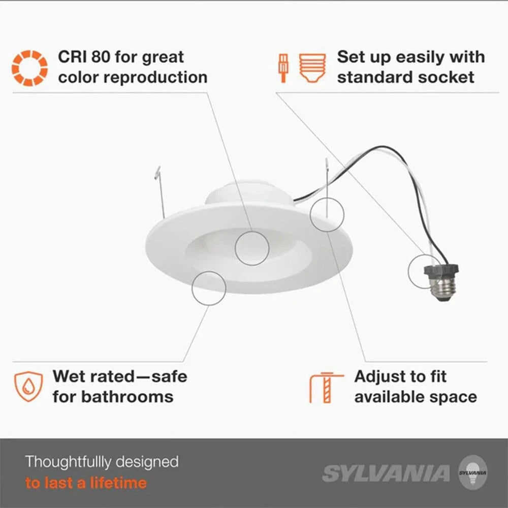 12pk Sylvania RT5/6 inch 65w Equivalent Retrofit Recessed LED Color Select Dimmable