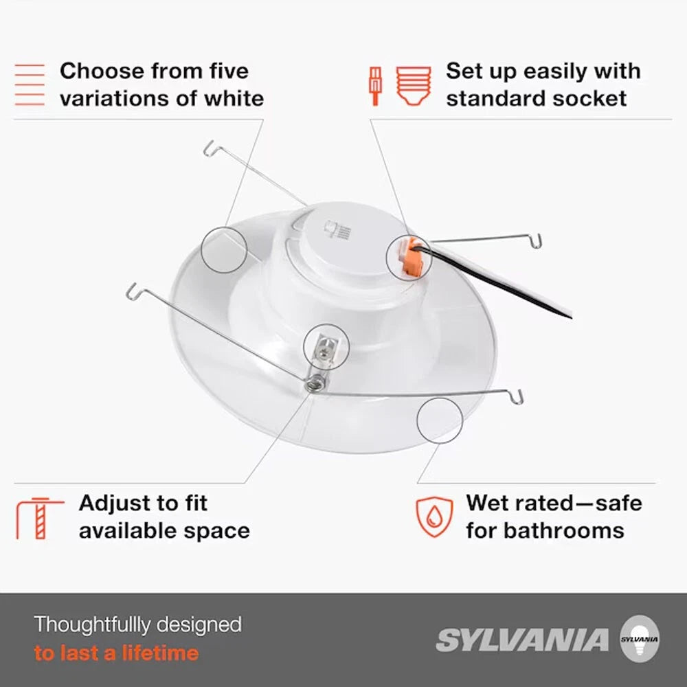 12pk Sylvania RT5/6 inch 65w Equivalent Retrofit Recessed LED Color Select Dimmable