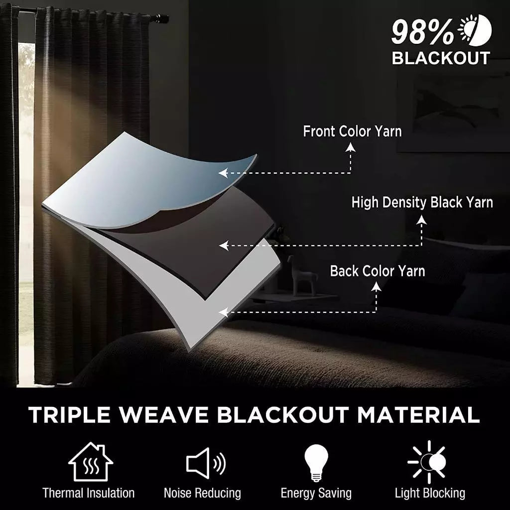 SUN+BLK Bradley Total Blackout Textured Thermal Insulated Curtain Panels 52 x 84