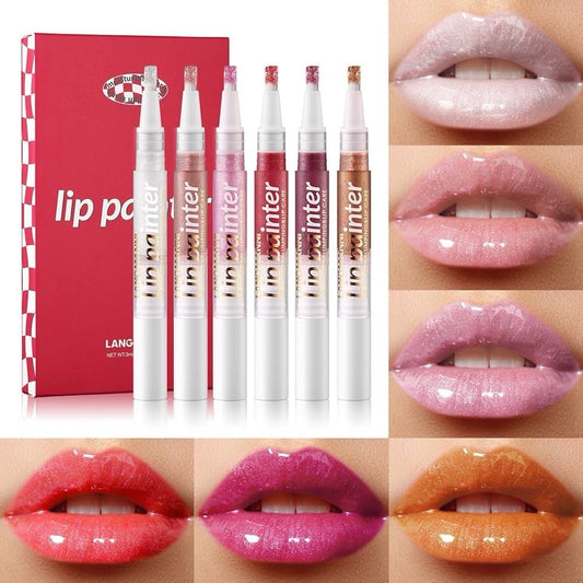 LANGMANNI Lip Painter Set 6 Colors Shimmer Gloss Liquid Lipstick