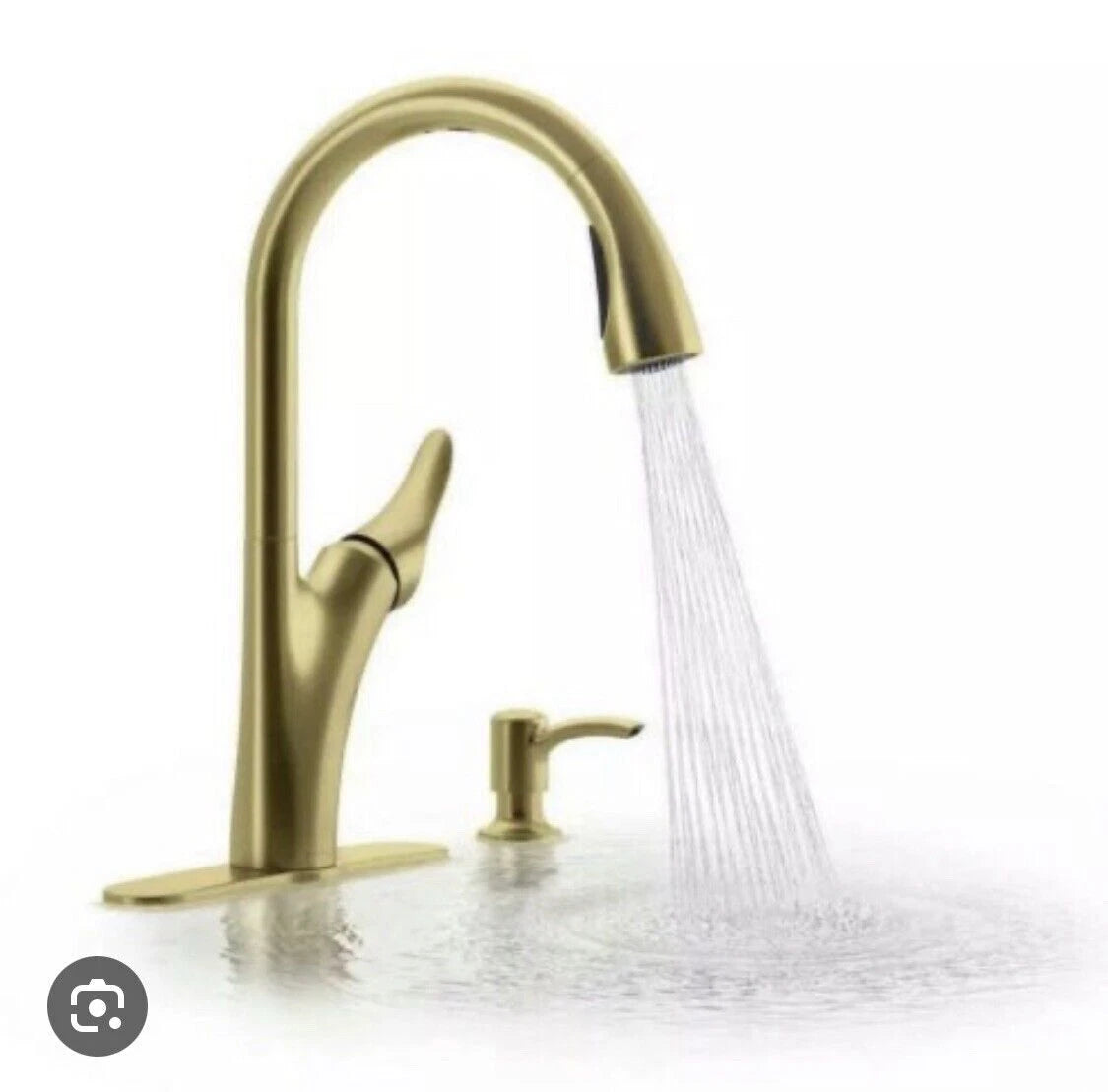NEW - Kohler Brushed Gold Transitional Pull Down Kitchen Faucet
