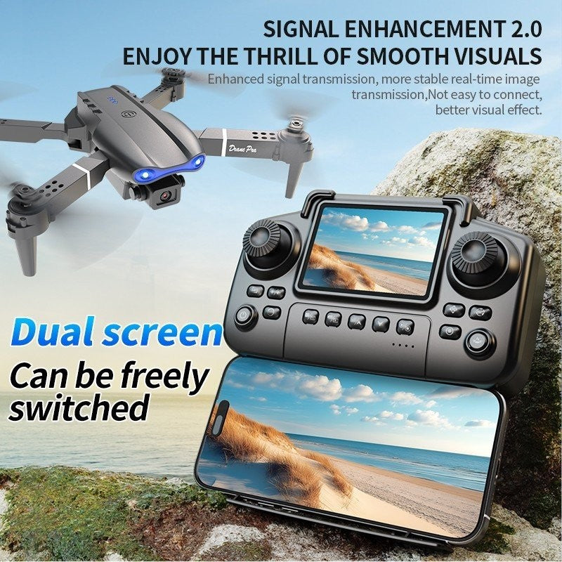 E99 Drone, Remote Control with Screen, Camera, Obstacle Avoidance, Foldable Arms