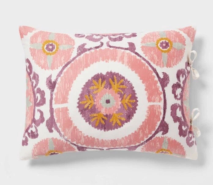 King Boho Suzani Medallion Print Duvet Cover & Sham Set Plum Peach