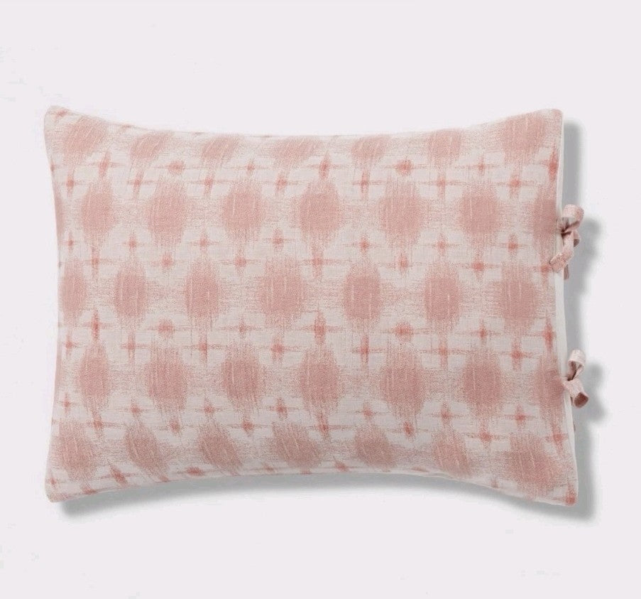King Yarn Dye Ikat Duvet Cover and Sham Set Ivory/Mauve