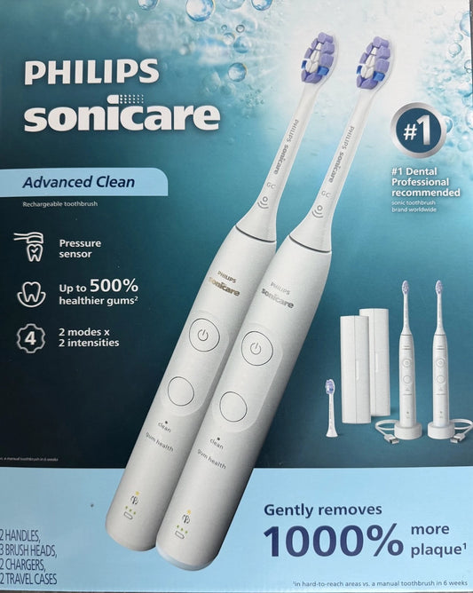 Philips Sonicare Advanced Clean Rechargeable Electric Toothbrush, 2-pack