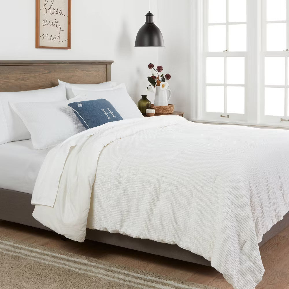 Washed Waffle Weave Comforter and Sham Set - Threshold: OEKO-TEX