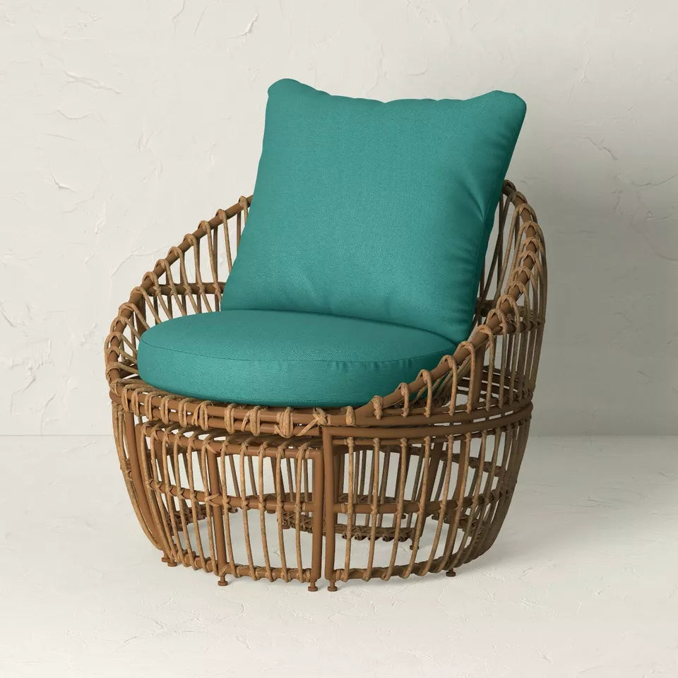 Topanga Club, Accent Chair with Ottoman Blue/Brown - Opalhouse designed with Jungalow