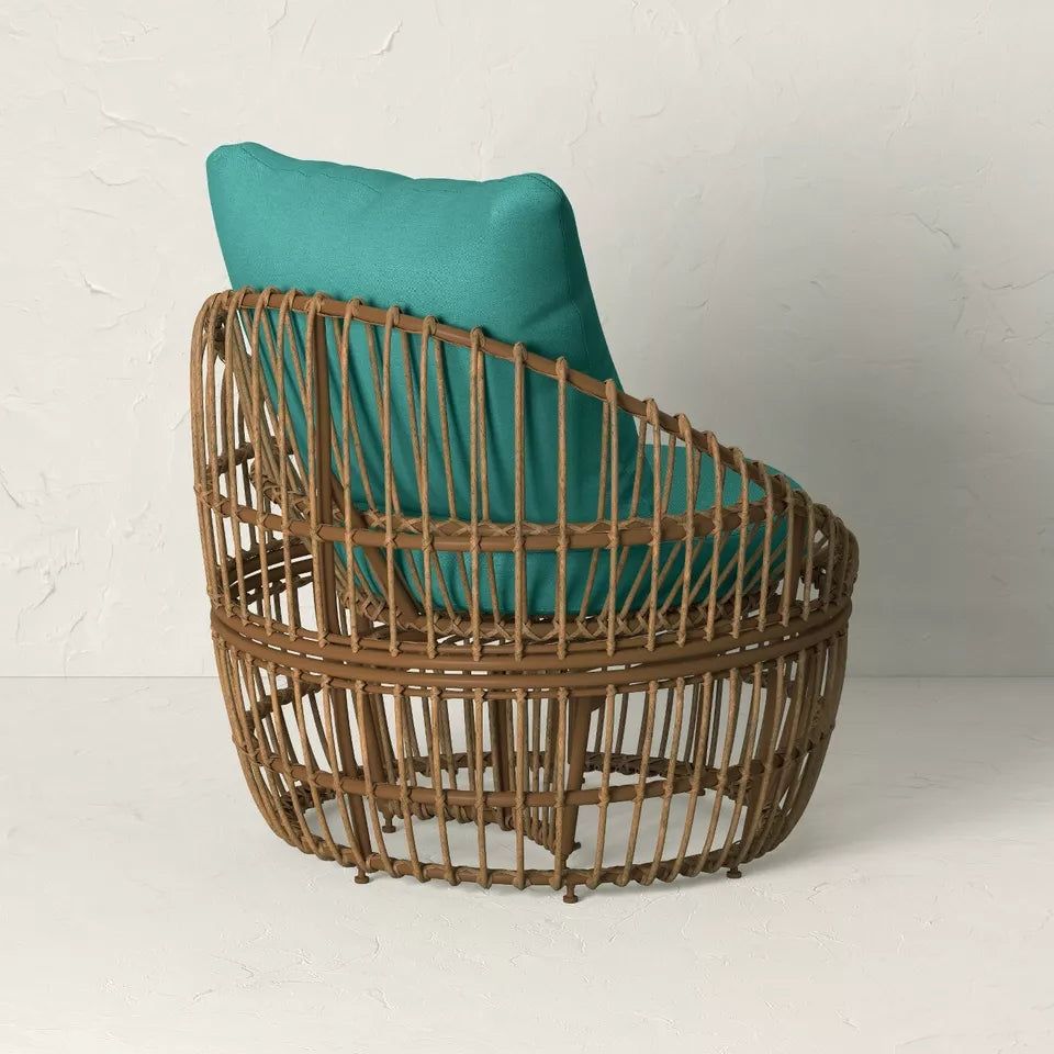 Topanga Club, Accent Chair with Ottoman Blue/Brown - Opalhouse designed with Jungalow