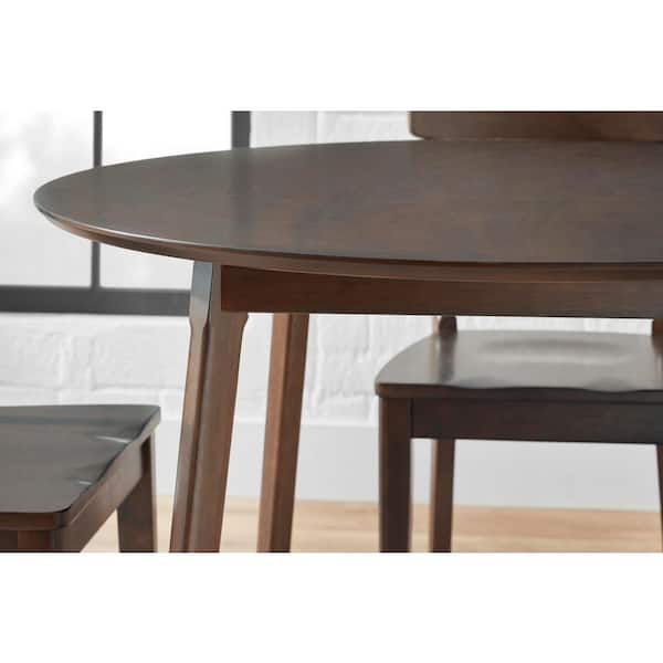 Sable Brown Wood Round Dining Table for 4 (42 in. L x 30 in. H)