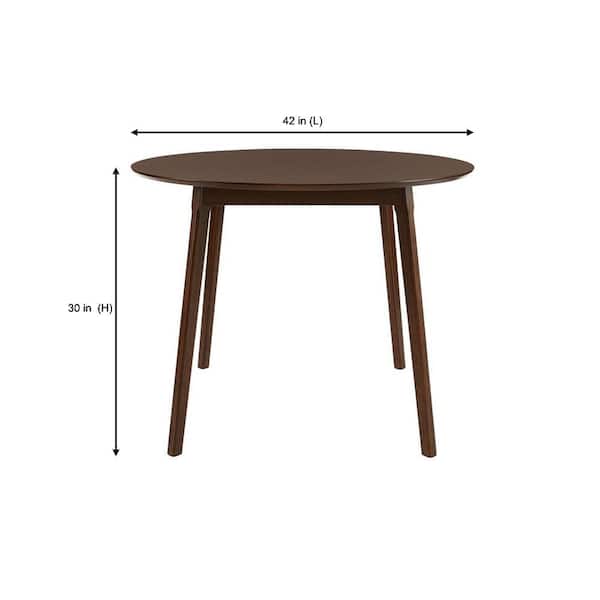 Sable Brown Wood Round Dining Table for 4 (42 in. L x 30 in. H)