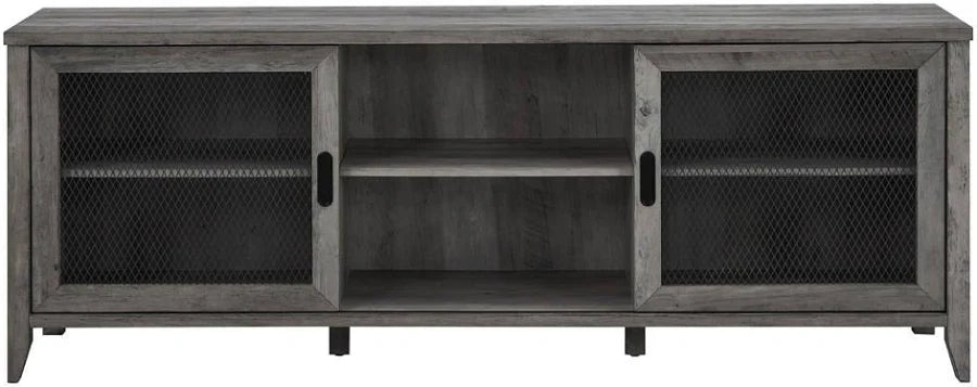 Walker Edison 70" Industrial Sliding Mesh Door TV Console