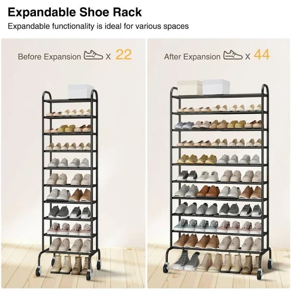 NEW - Sto Sto Expandable 10-Tier Metal Tall Shoe Rack - Retail $100
