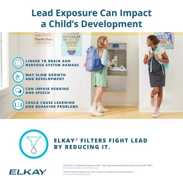 Elkay Enhanced EZH2O Drinking Fountain w/ Bottle Filling Station and Single ADA Cooler Filtered Refrigerated, Light Gray