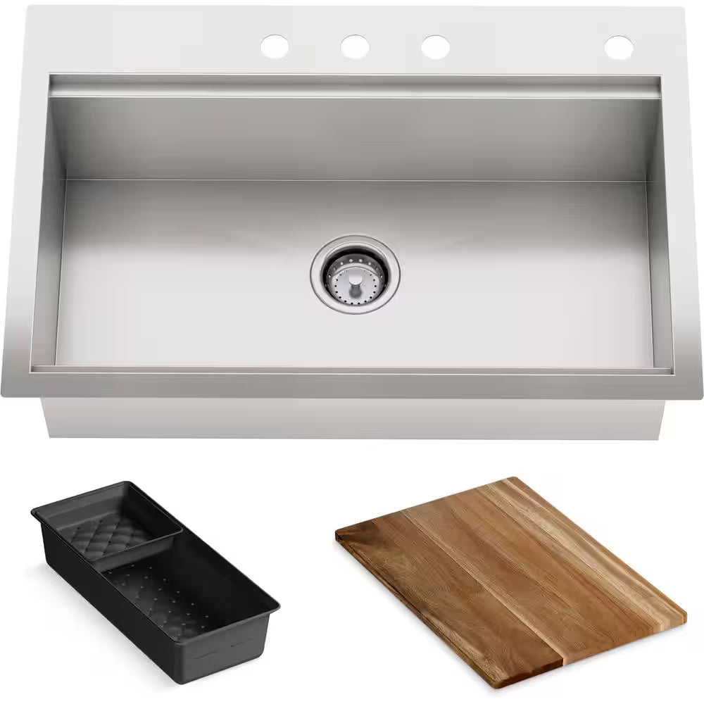 Kohler Lyric Dual Mount Workstation Kitchen Sink Kit 33" Single Bowl