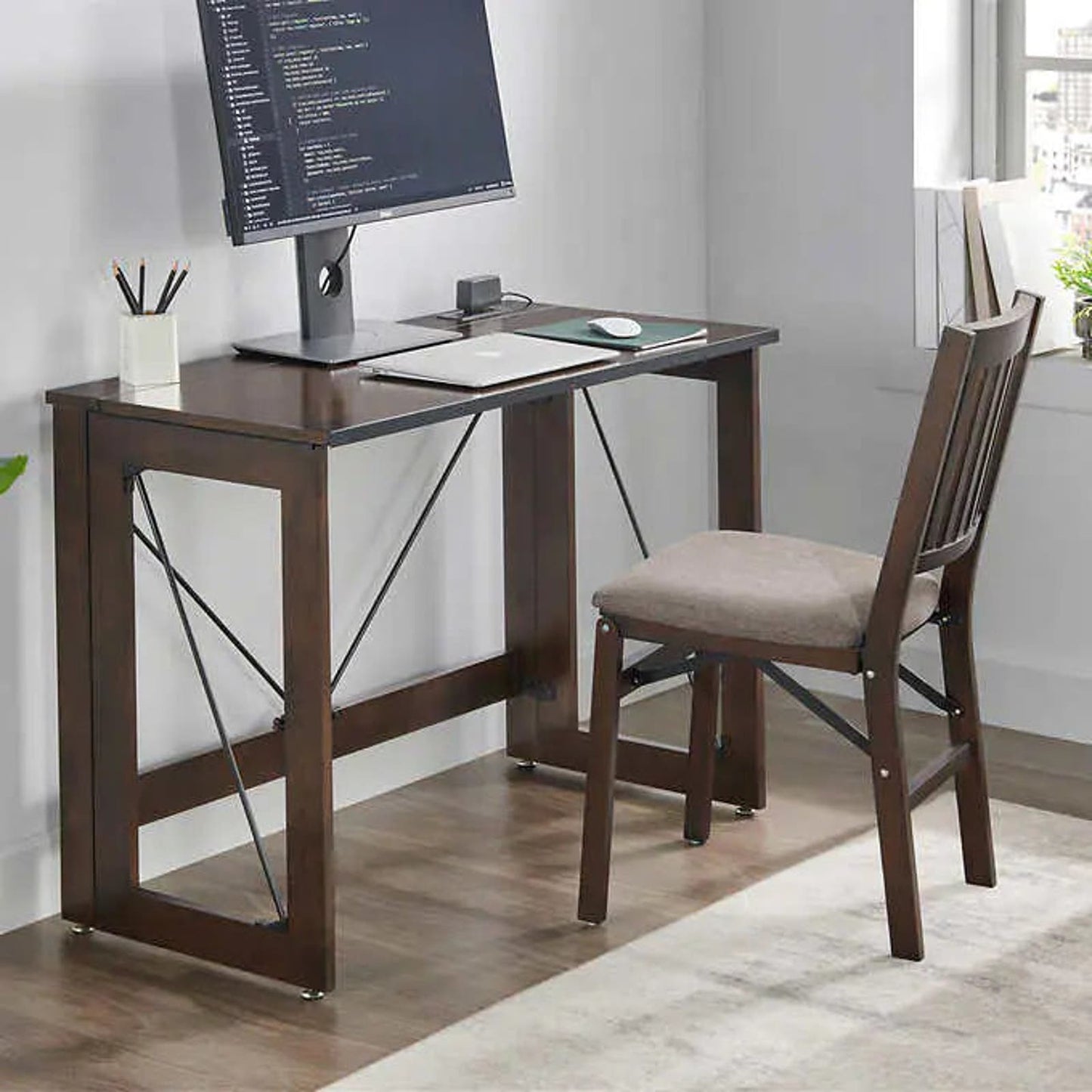 NEW in Box - Costco - Stakmore Pre-Assembled Wood Folding Desk - Retail $134