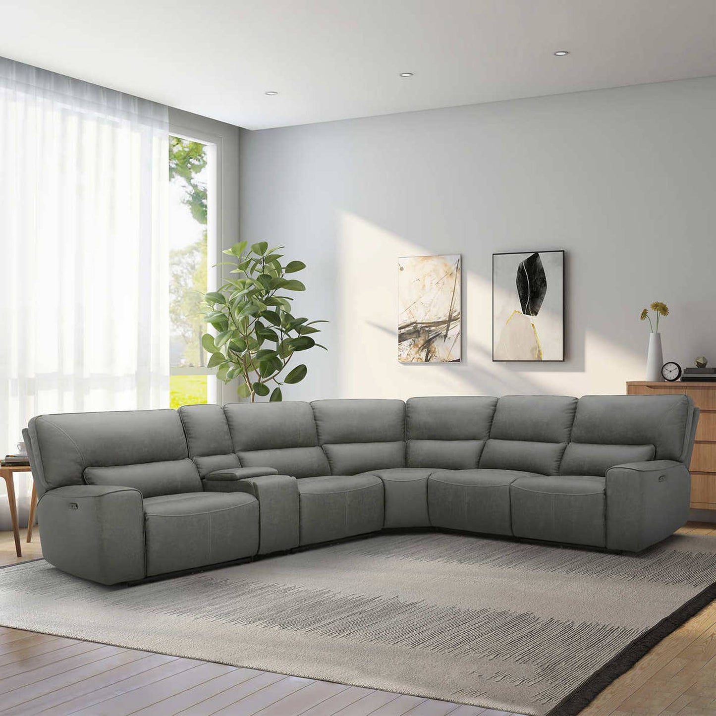 Costco - Sweeney 5-piece Fabric Power Reclining Sectional with Power Headrests