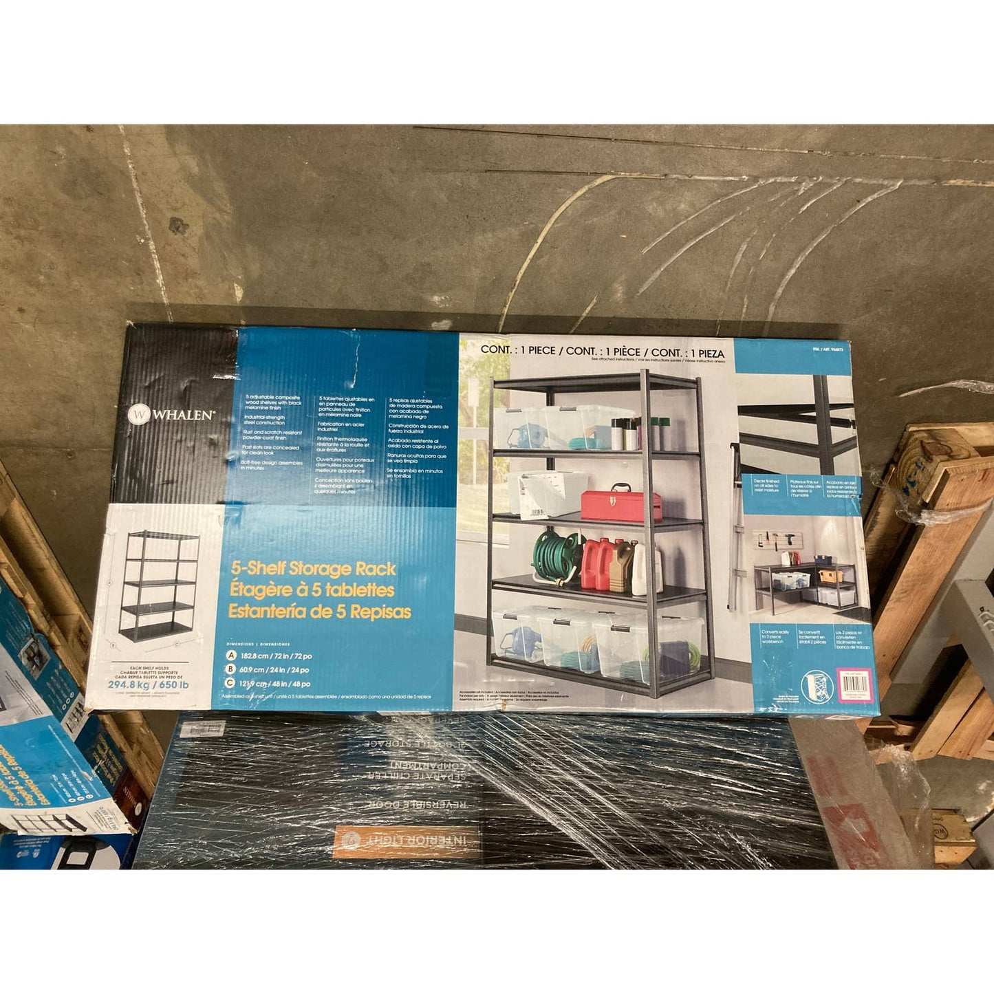 Like NEW - Costco - Like NEW - Whalen 5-Shelf Heavy Duty Steel Shelving Unit, 48"W x 24"D x 72"H, Black - Retail $79