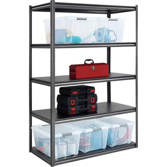 Like NEW - Costco - Like NEW - Whalen 5-Shelf Heavy Duty Steel Shelving Unit, 48"W x 24"D x 72"H, Black - Retail $79
