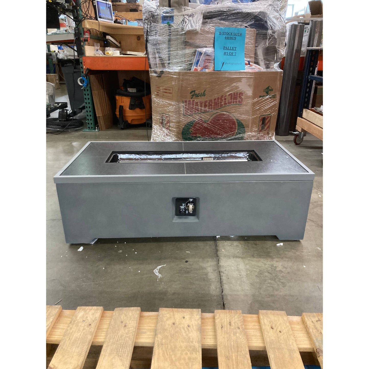 LIKE NEW - Costco - Bond Rectangle Faux Concrete Fire Pit with Tank Hideaway - Retail $399