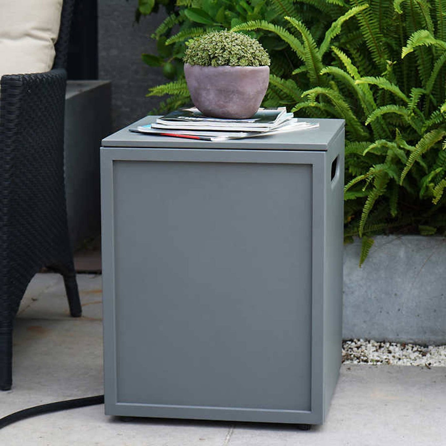 NEW - Costco - Bond Rectangle Faux Concrete Fire Pit with Tank Hideaway - Retail $399