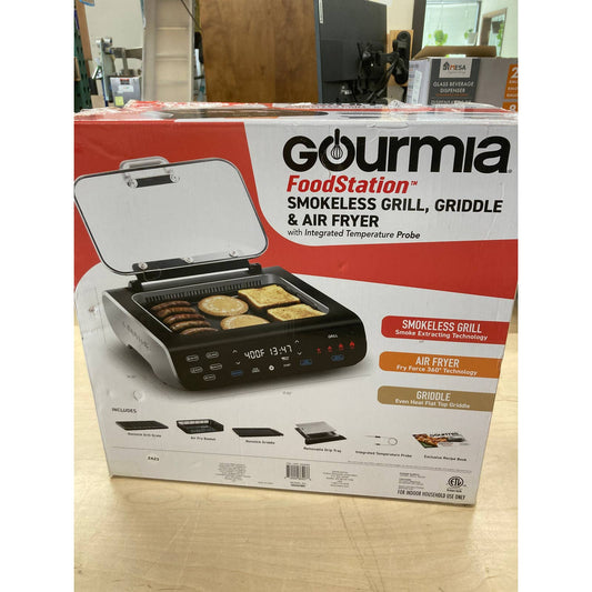 NEW - Costco - Gourmia FoodStation Smokeless Grill, Griddle, & Air Fryer with Integrated Temperature Probe - Retail $99