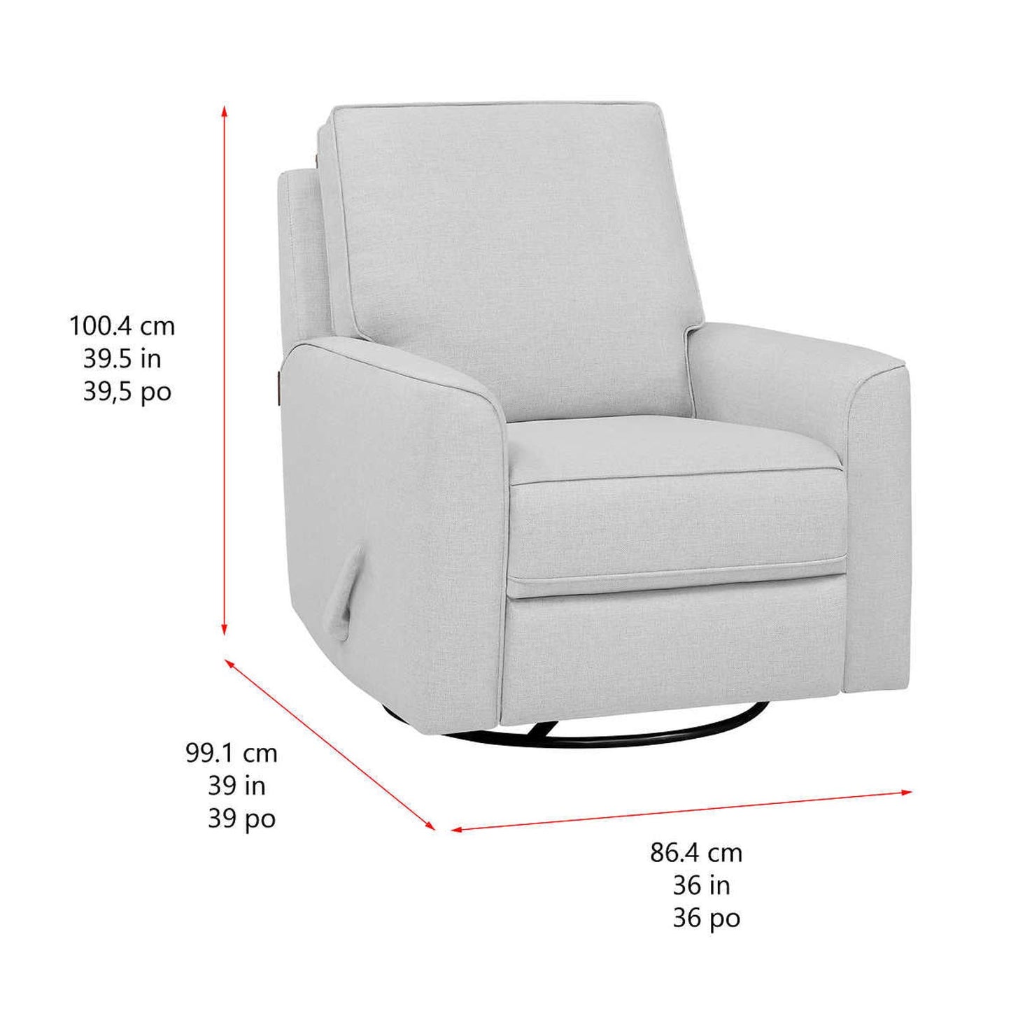 True Innovations Paxley Fabric Swivel Glider Recliner