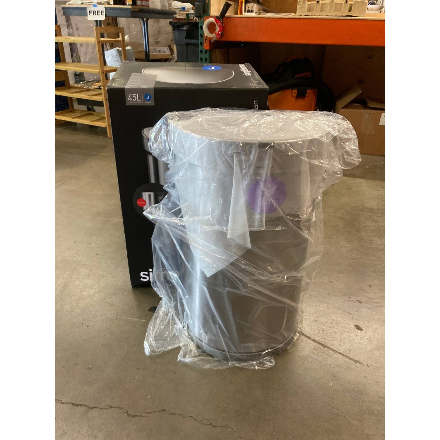 NEW - simplehuman 45L Semi Round Sensor Can and 4.5L Step Can with Odorsorb - Retail $149