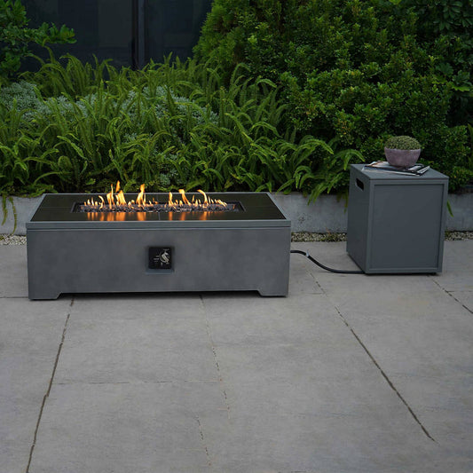 NEW - Costco - Bond Rectangle Faux Concrete Fire Pit with Tank Hideaway - Retail $399