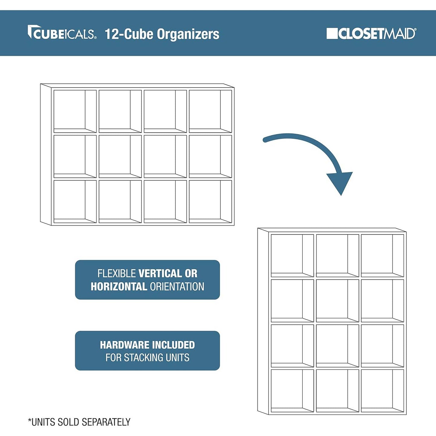 Like NEW - ClosetMaid 1290 Cubeicals Organizer, 12-Cube, White