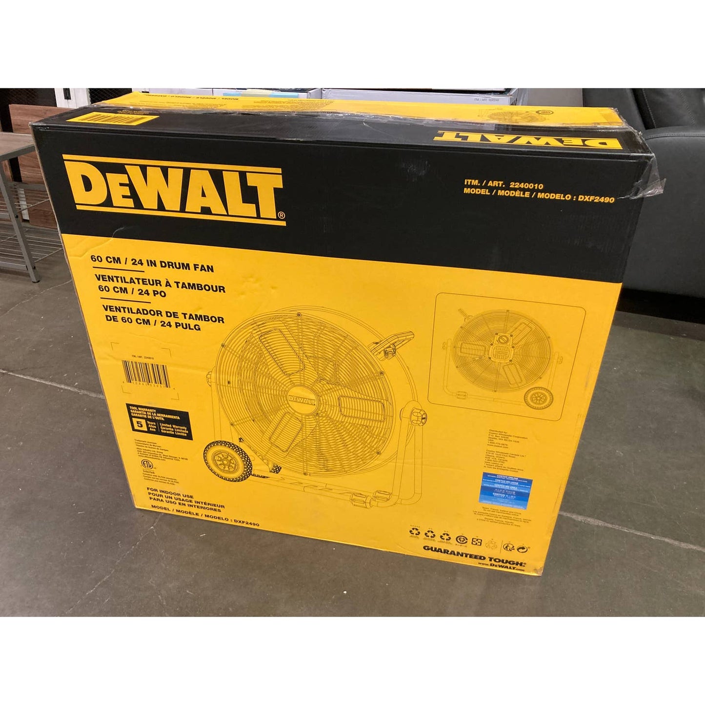 NEW - DEWALT 24" Heavy Duty Drum Fan, Black and Yellow - Retail $149