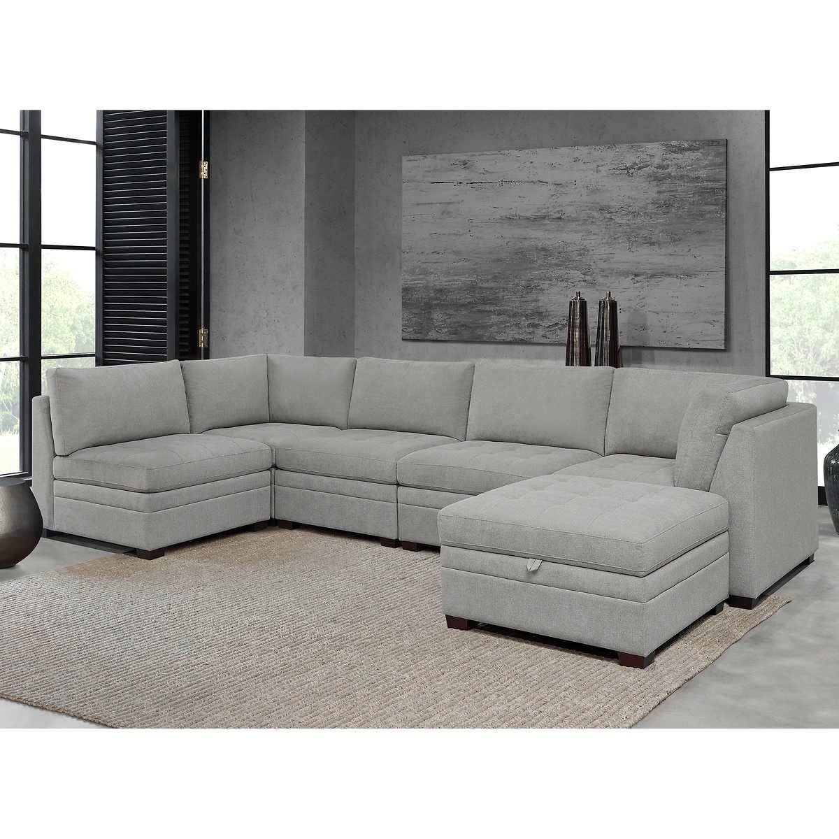 Costco - Thomasville Tisdale Fabric Sectional with Storage Ottoman - Retail $1699