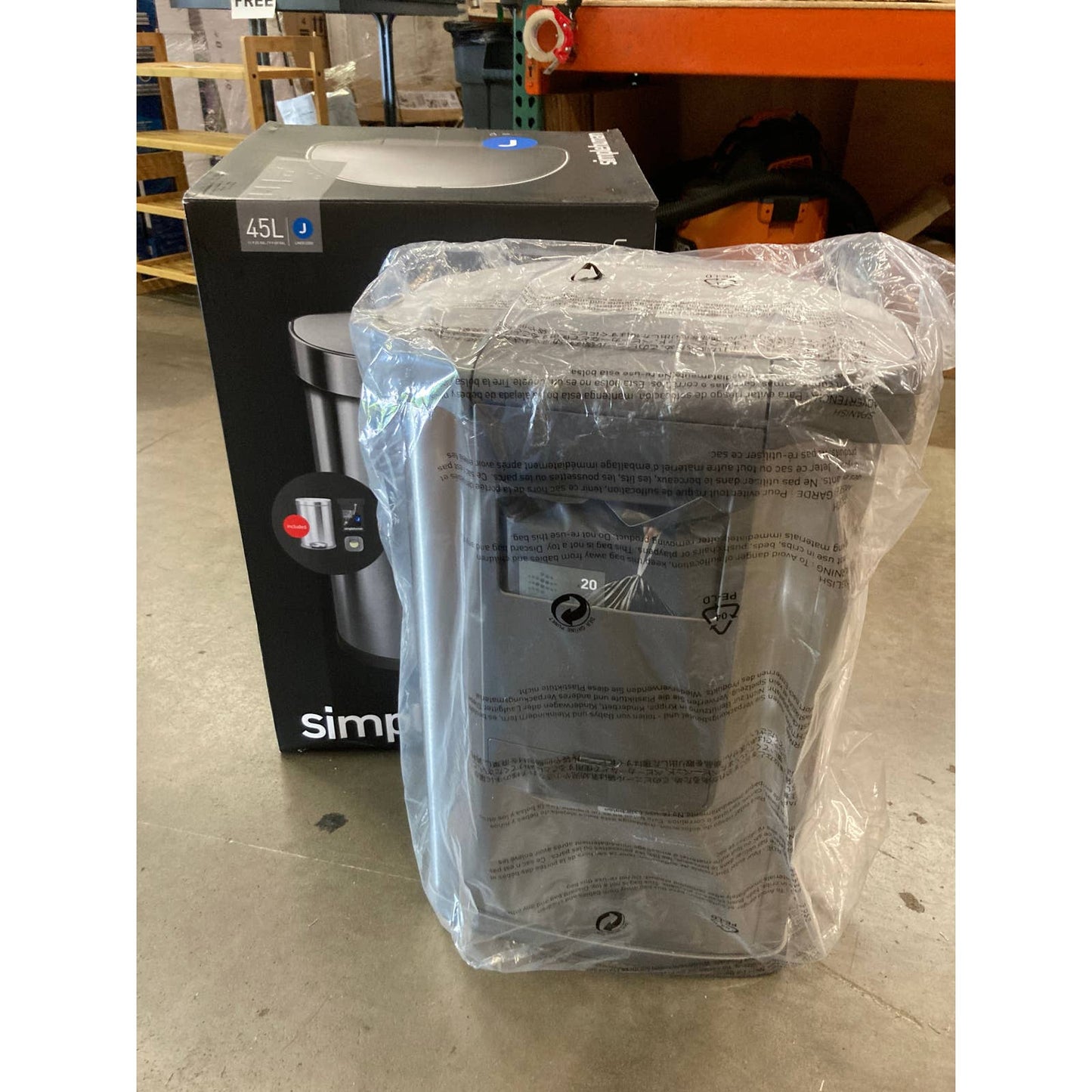 NEW - simplehuman 45L Semi Round Sensor Can and 4.5L Step Can with Odorsorb - Retail $149