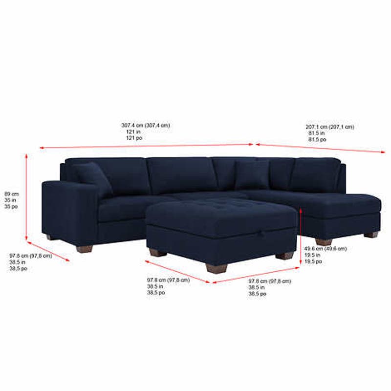 Costco - Thomasville Miles Fabric Sectional with Storage Ottoman - Retail $1699