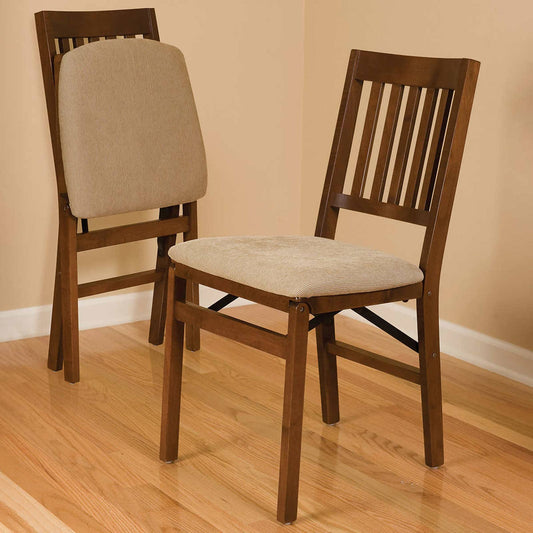 Costco - Stakmore Wood Upholstered Folding Chair, Fruitwood, 2-pack - Retail $99